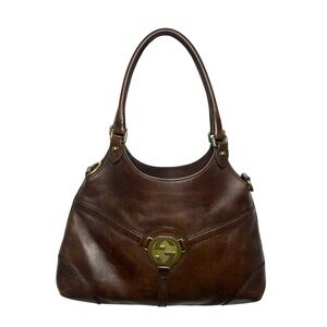 Gucci Reins Brown Leather Hobo Bag GG Logo Hardware Shoulder Bag Equestrian